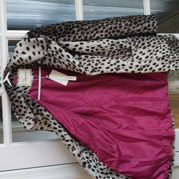 Carmin Grey/Black Cheetah Print Coat, New w/Tags, S - Picture 3 of 4
